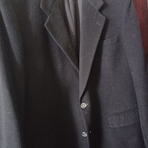 Mens 100% camel hair blazer, black, 2 button down.